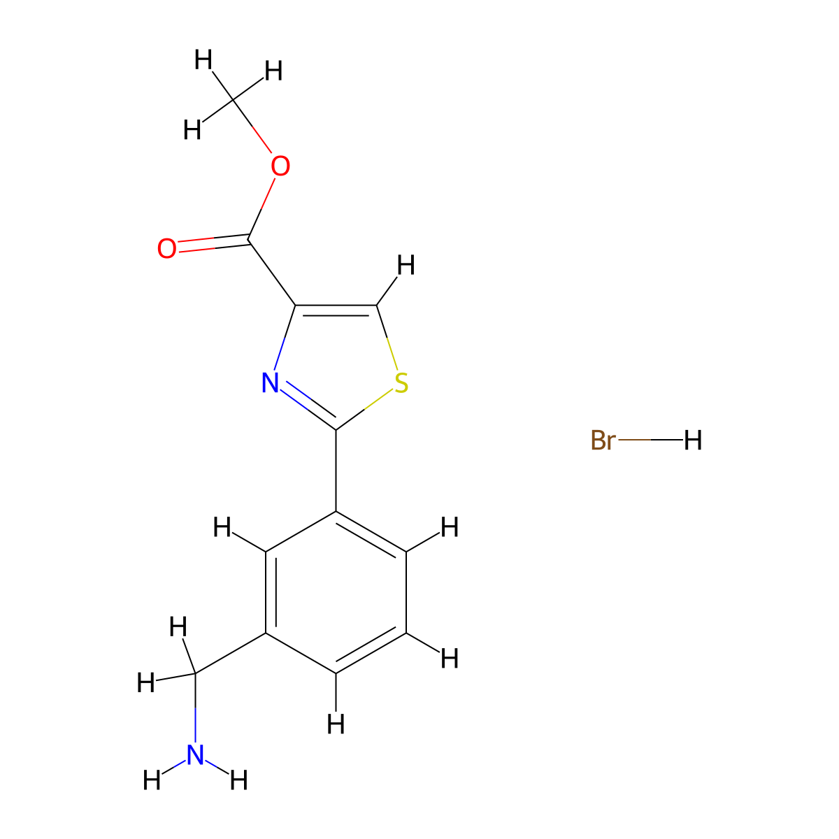 Methyl 2-(3-(aminomethyl)phenyl)-1,3-thiazole-4-carboxylate hydrobromide molecular structure, CAS 1798732-53-2