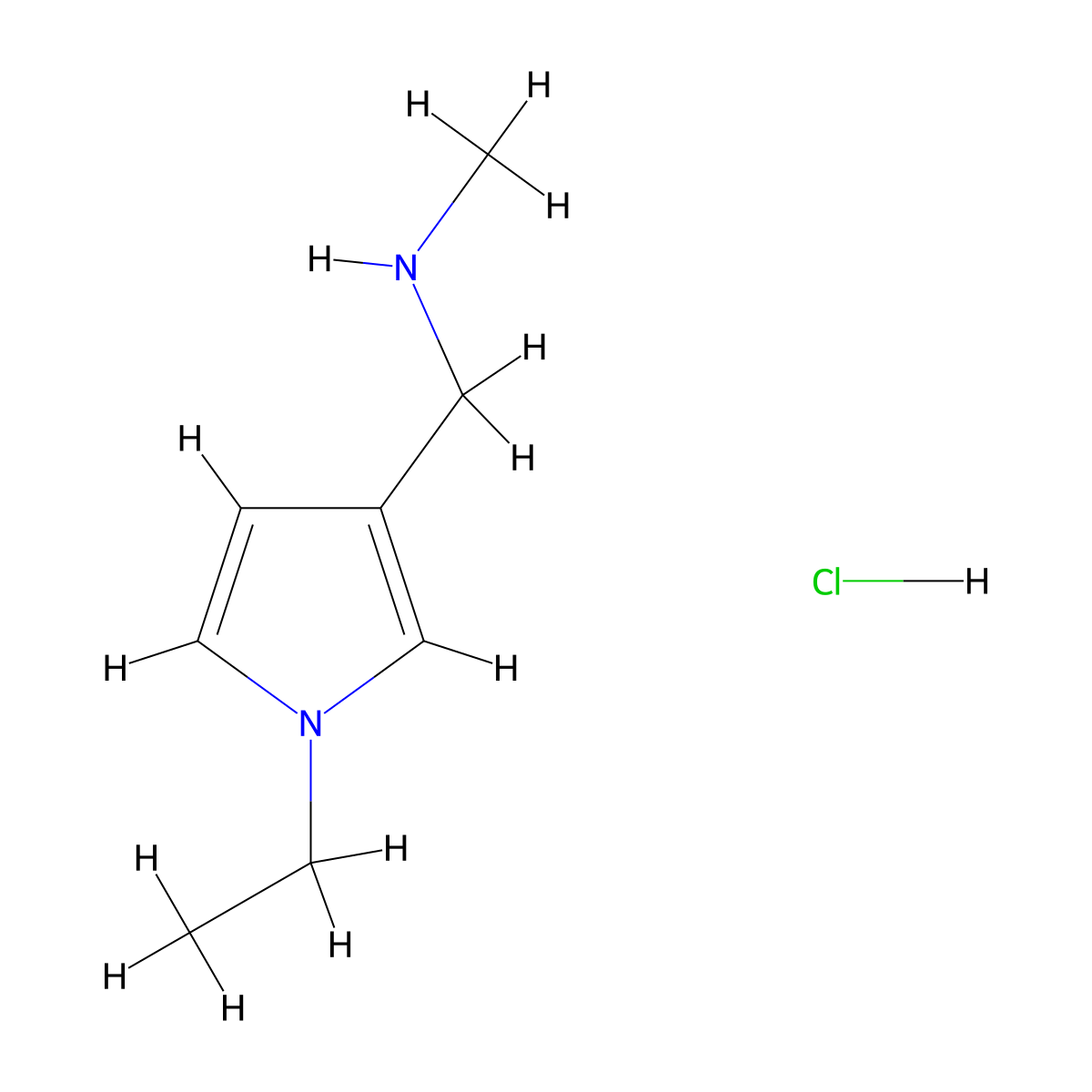 [(1-ethyl-1H-pyrrol-3-yl)methyl](methyl)amine hydrochloride molecular structure, CAS 1798732-83-8