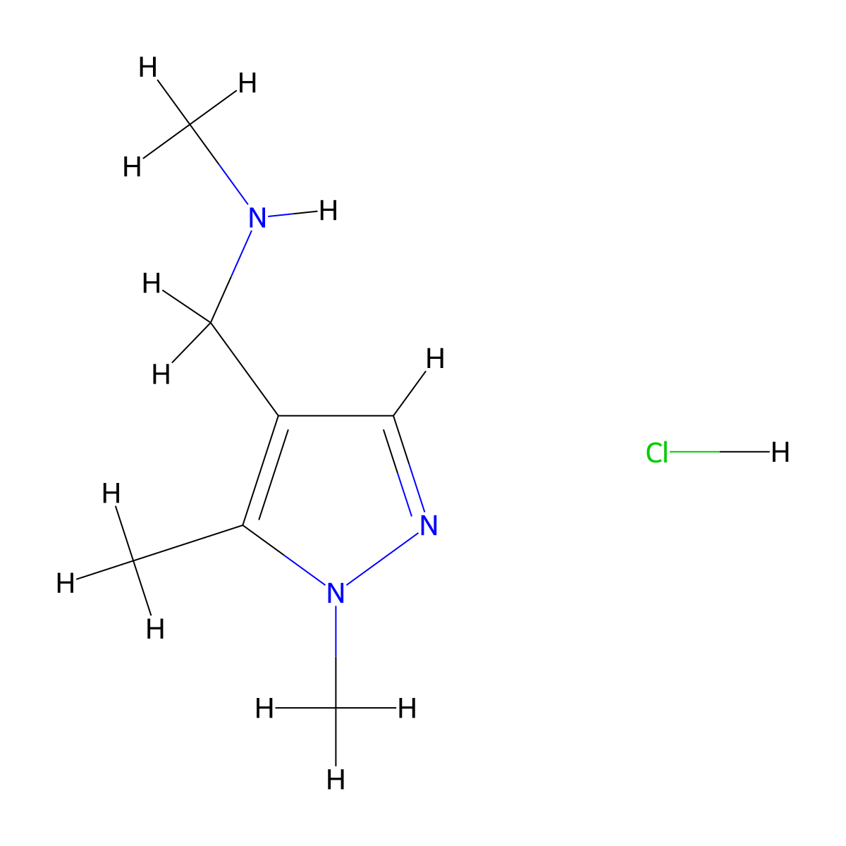 [(1,5-dimethyl-1H-pyrazol-4-yl)methyl](methyl)amine hydrochloride molecular structure, CAS 1798736-34-1