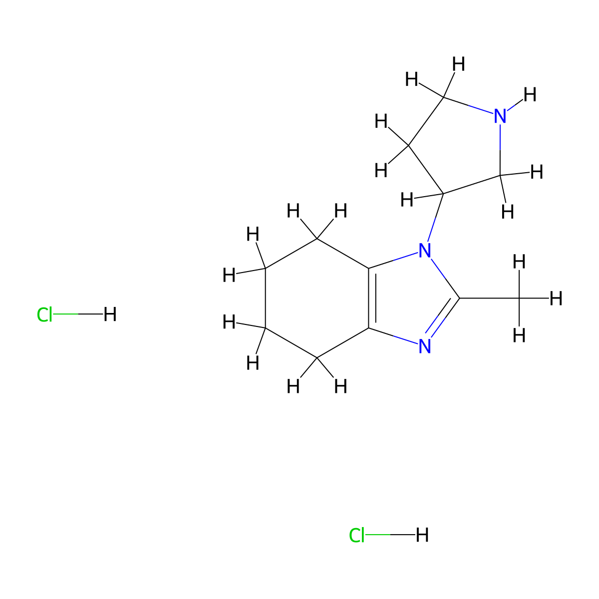 2-methyl-1-(pyrrolidin-3-yl)-4,5,6,7-tetrahydro-1H-1,3-benzodiazole dihydrochloride molecular structure, CAS 1798745-74-0