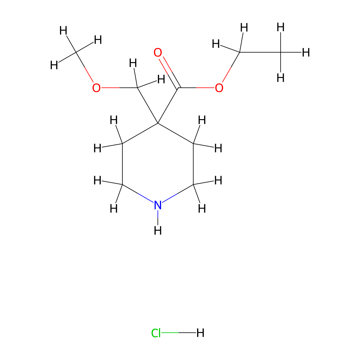 Ethyl 4-(methoxymethyl)piperidine-4-carboxylate hydrochloride molecular structure, CAS 1798746-61-8