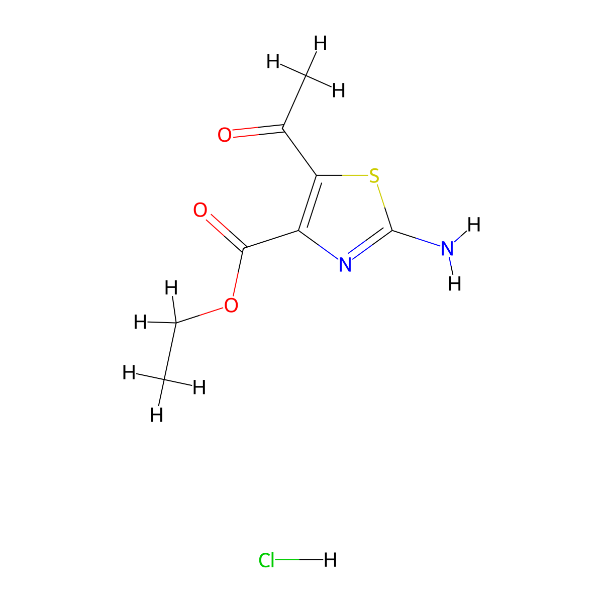 Ethyl 5-acetyl-2-amino-1,3-thiazole-4-carboxylate hydrochloride molecular structure, CAS 1798747-14-4