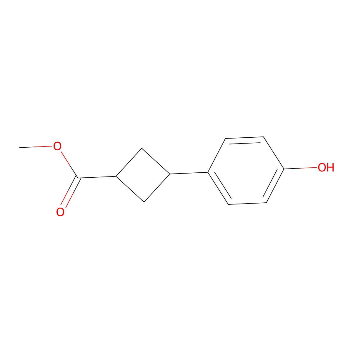 Methyl 3-(4-hydroxyphenyl)cyclobutane-1-carboxylate molecular structure, CAS 1798747-54-2