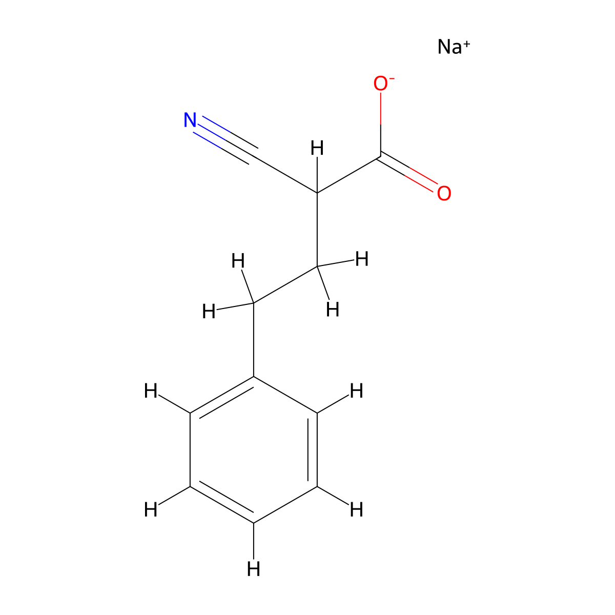 Sodium 2-cyano-4-phenylbutanoate molecular structure, CAS 1798750-53-4