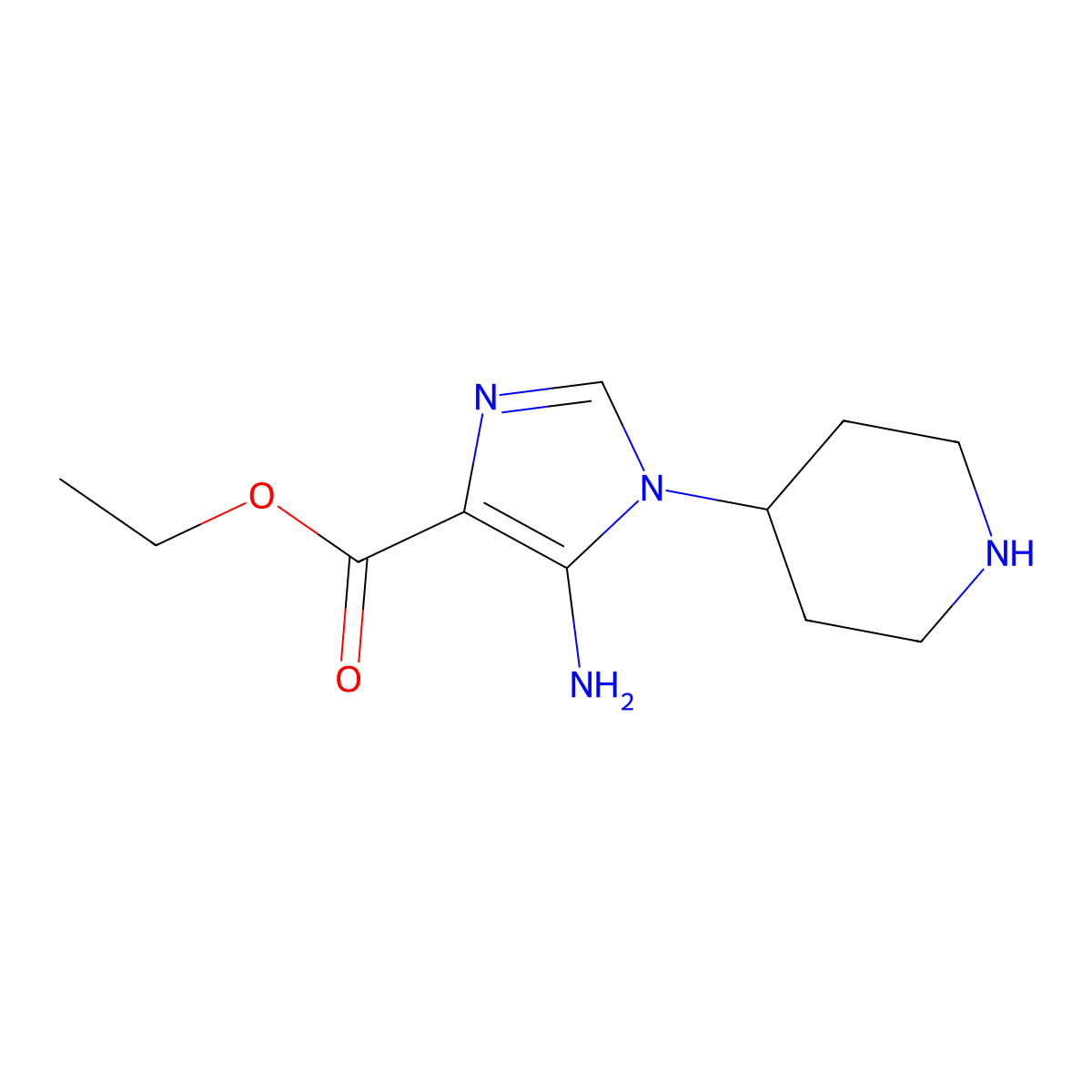ethyl 5-amino-1-(piperidin-4-yl)-1H-imidazole-4-carboxylate molecular structure, CAS 1798754-26-3