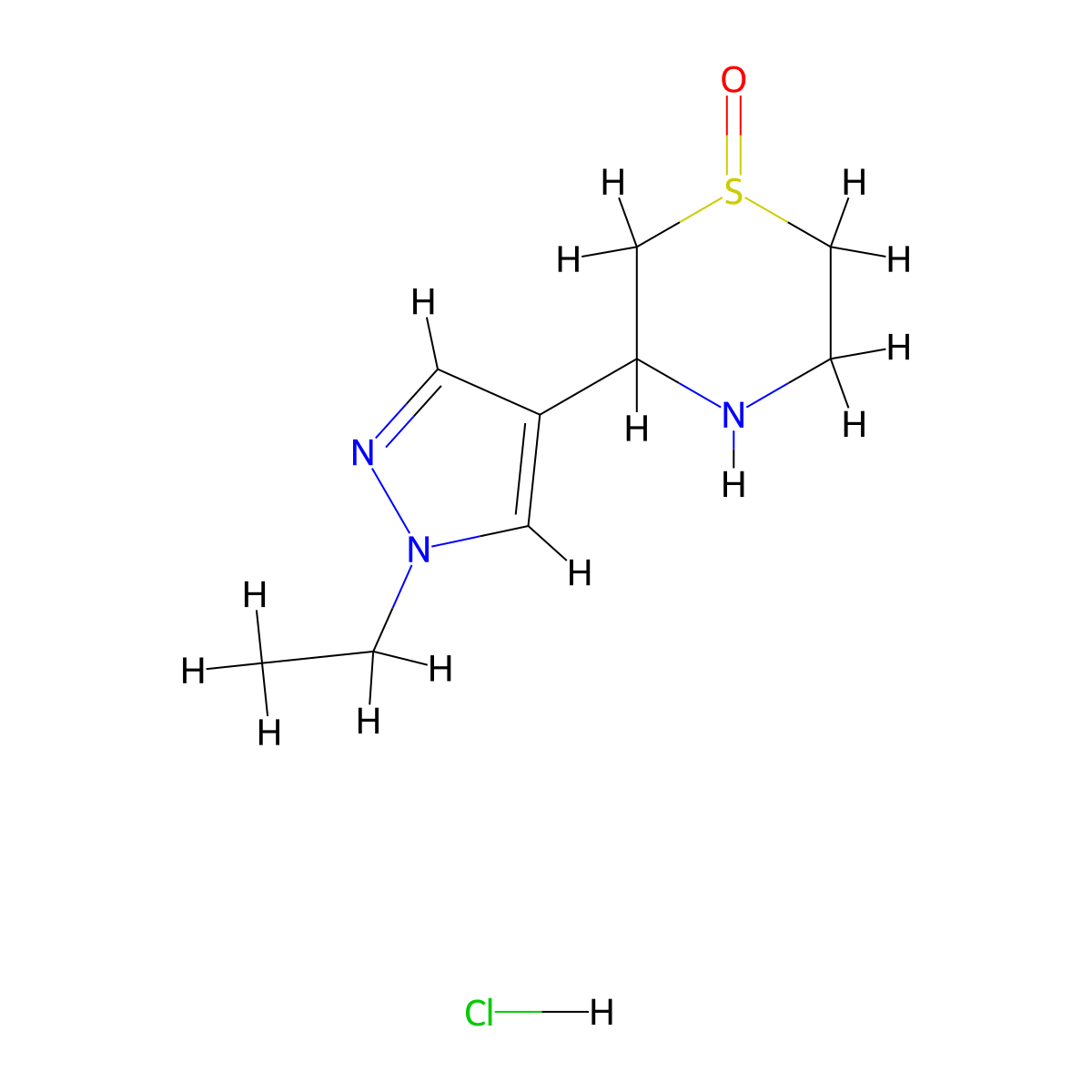 3-(1-ethyl-1H-pyrazol-4-yl)-1lambda4-thiomorpholin-1-one hydrochloride molecular structure, CAS 1798756-78-1
