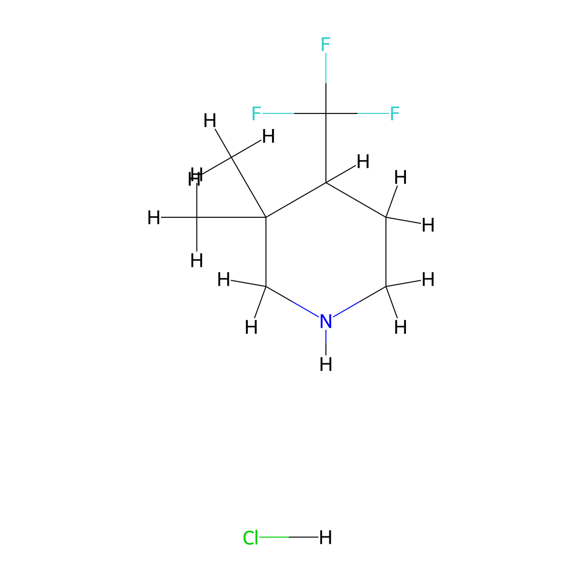 3,3-Dimethyl-4-(trifluoromethyl)piperidine hydrochloride molecular structure, CAS 1798757-72-8