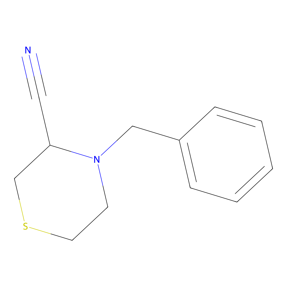 4-Benzylthiomorpholine-3-carbonitrile molecular structure, CAS 1798765-27-1