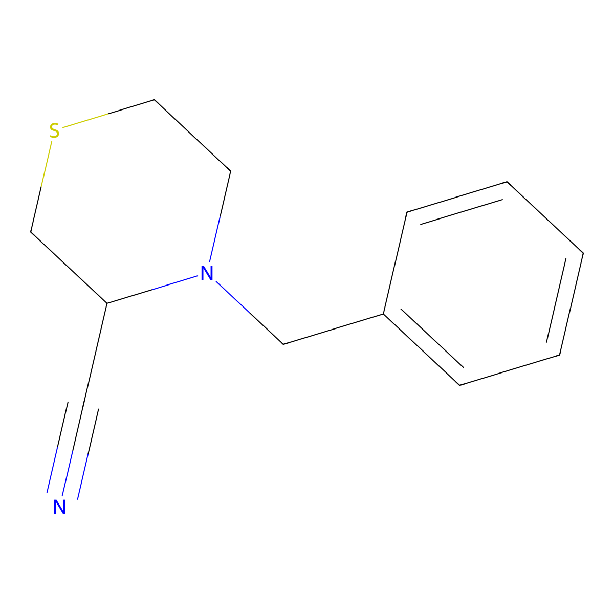 4-Benzylthiomorpholine-3-carbonitrile molecular structure, CAS 1798765-27-1