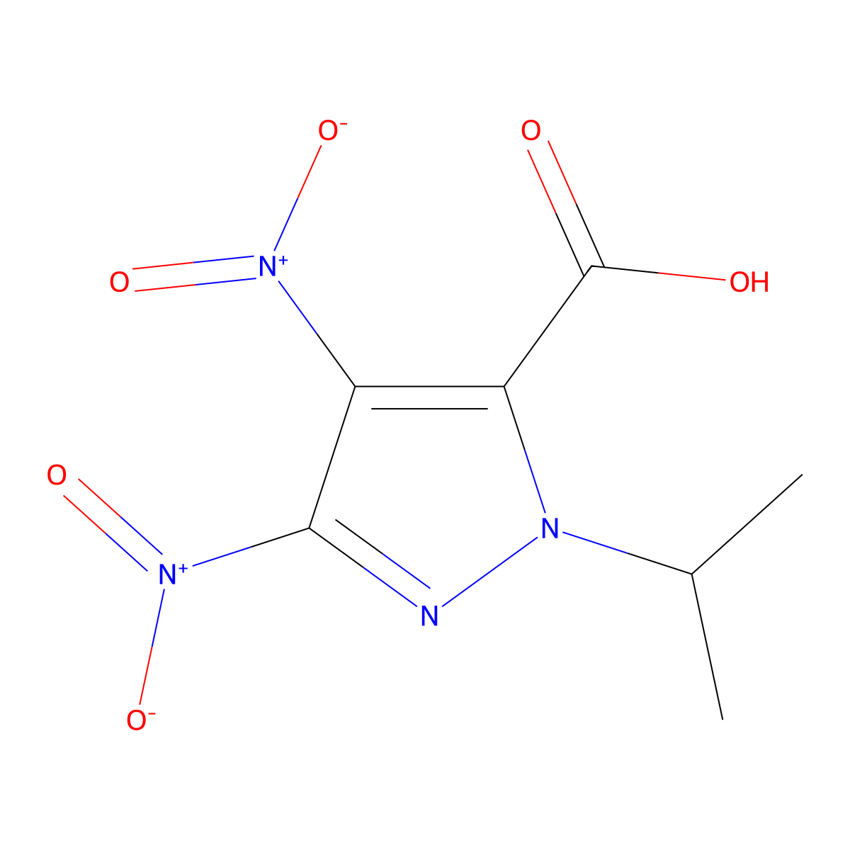 3,4-dinitro-1-(propan-2-yl)-1H-pyrazole-5-carboxylic acid molecular structure, CAS 1798775-80-0