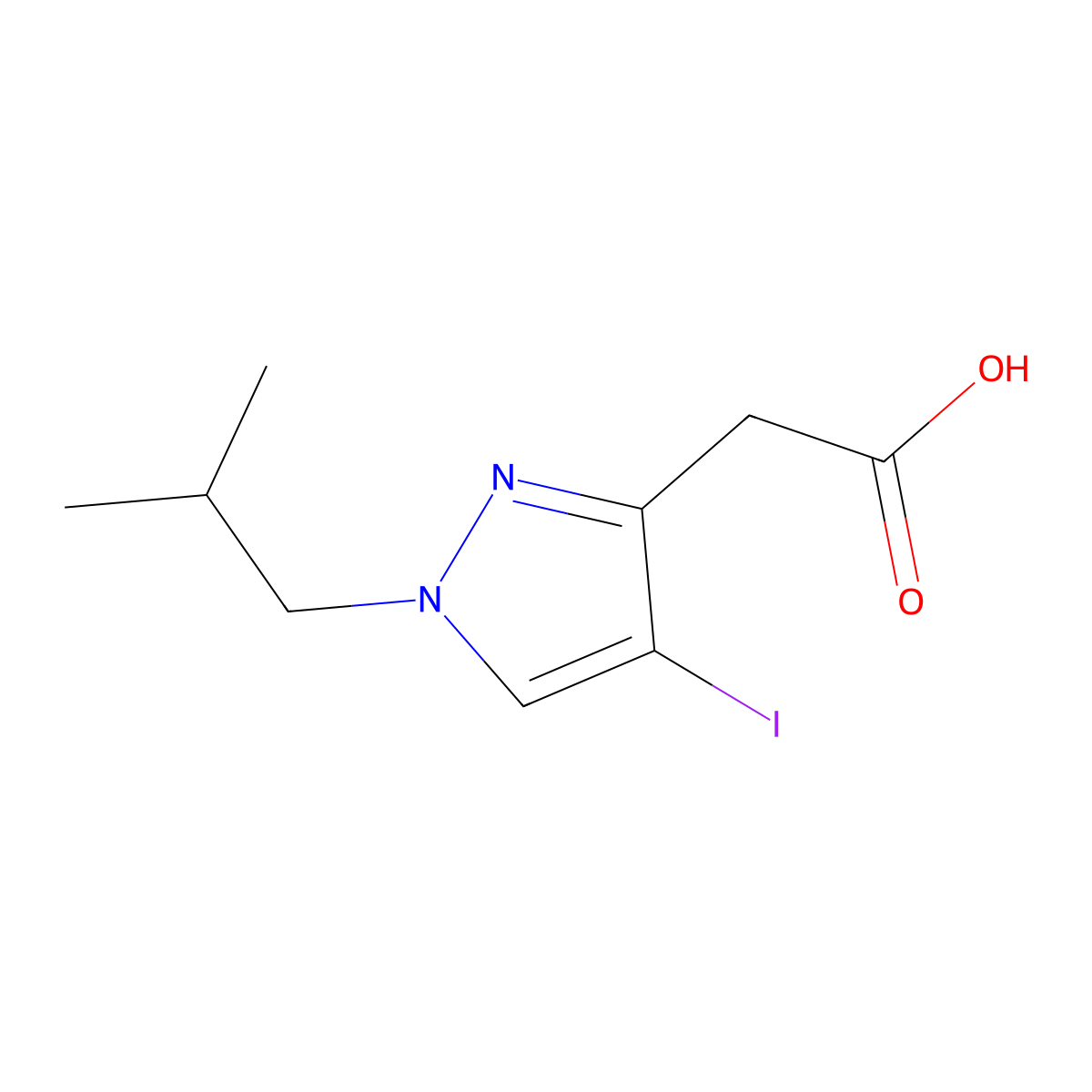 2-(4-Iodo-1-isobutyl-1H-pyrazol-3-yl)acetic acid molecular structure, CAS 1798775-86-6