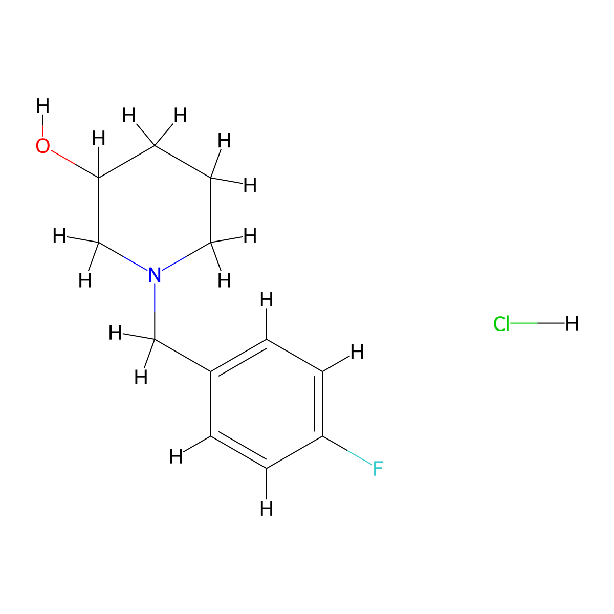1-[(4-Fluorophenyl)methyl]piperidin-3-ol hydrochloride molecular structure, CAS 1798779-55-1