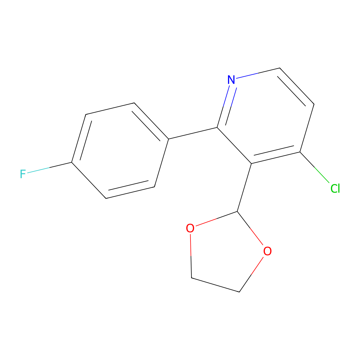 4-Chloro-3-(1,3-dioxolan-2-yl)-2-(4-fluorophenyl)pyridine molecular structure, CAS 1798789-32-8