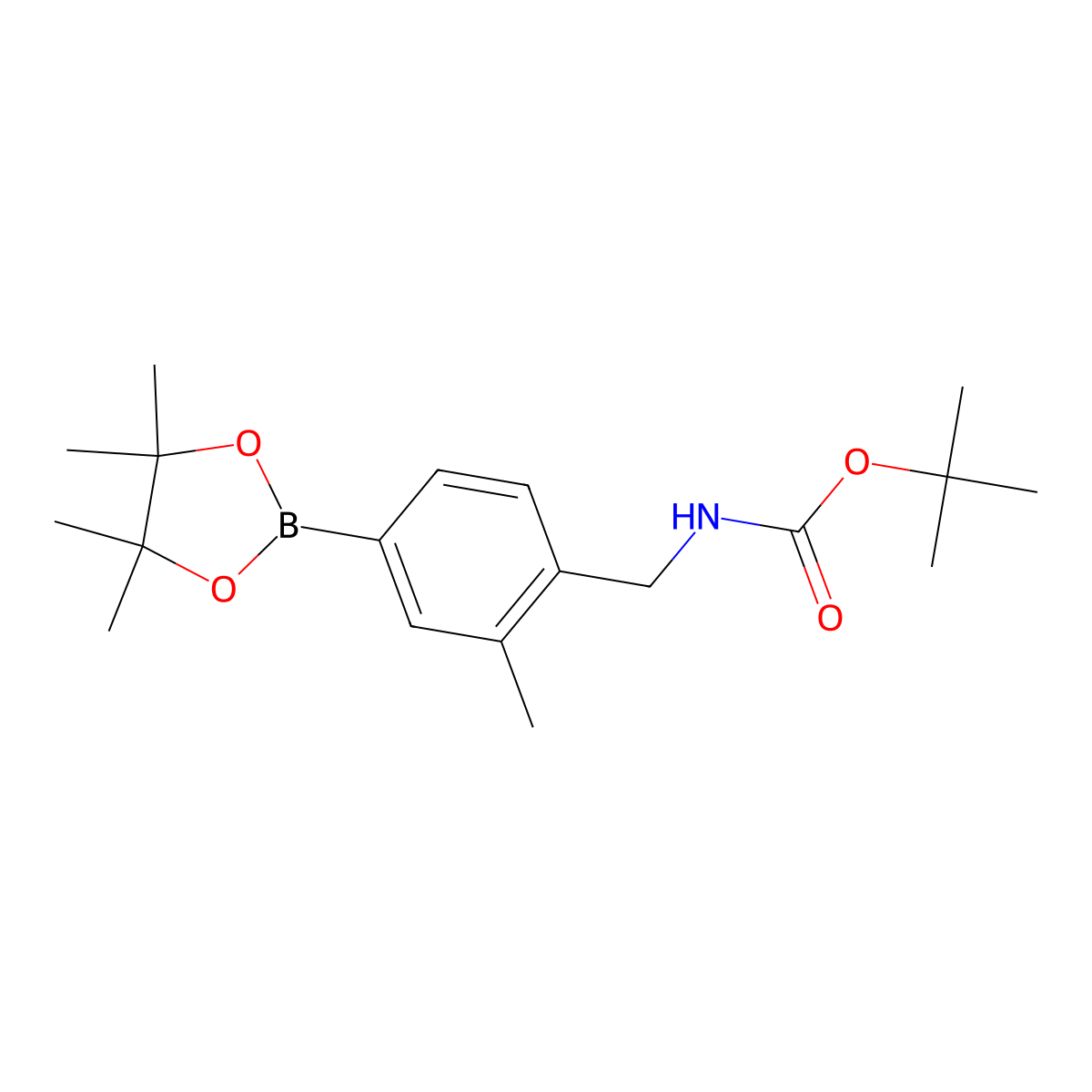 [2-Methyl-4-(4,4,5,5-tetramethyl-[1,3,2]dioxaborolan-2-yl)-benzyl]-carbamic acid tert-butyl ester molecular structure, CAS 1798791-43-1