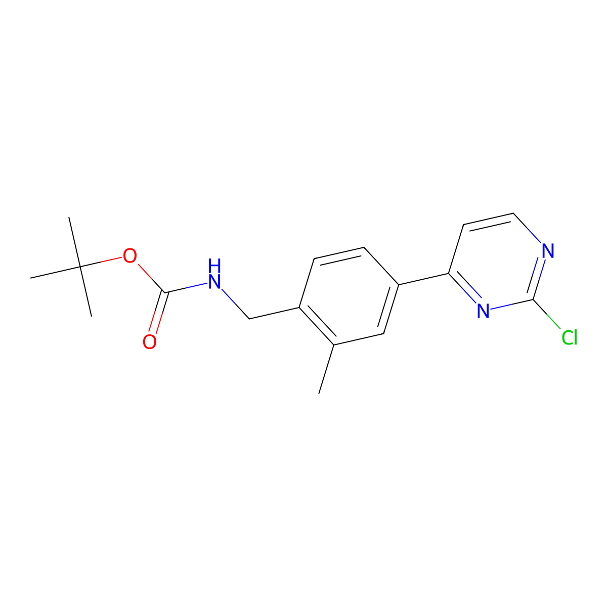 tert-Butyl 4-(2-chloropyrimidin-4-yl)-2-methylbenzylcarbamate molecular structure, CAS 1798791-44-2