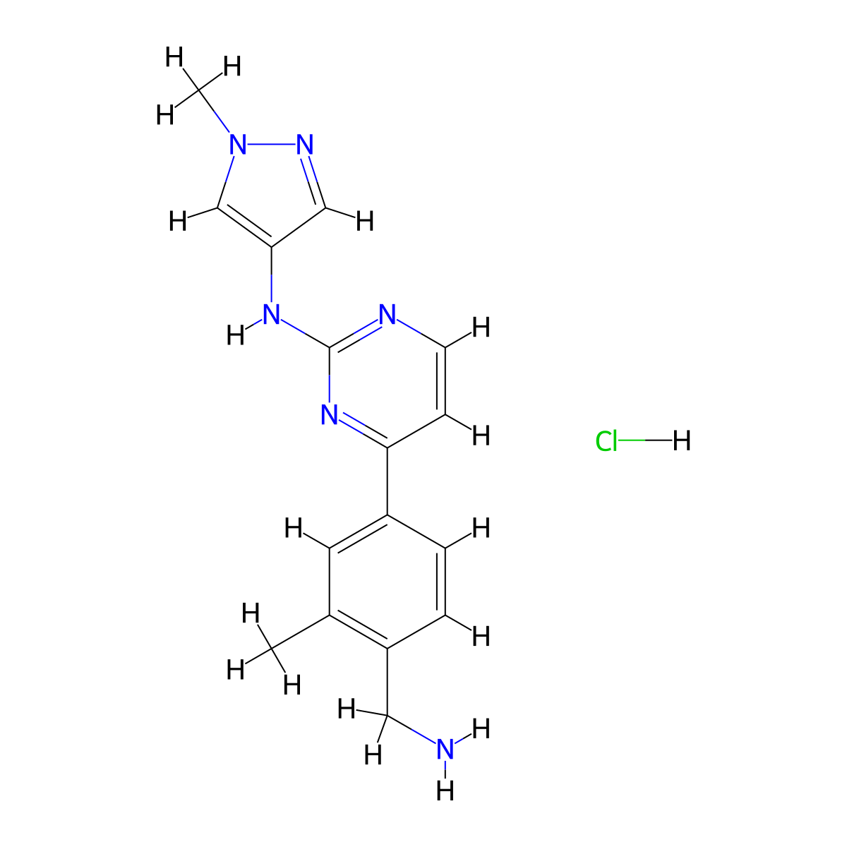 4-(4-(Aminomethyl)-3-methylphenyl)-N-(1-methyl-1H-pyrazol-4-yl)pyrimidin-2-amine hydrochloride molecular structure, CAS 1798791-46-4