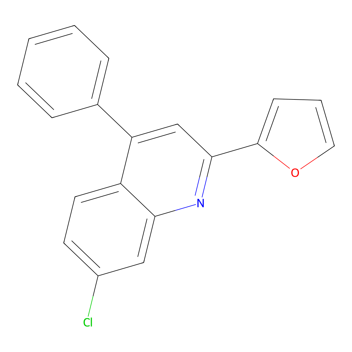 7-Chloro-2-(furan-2-yl)-4-phenylquinoline molecular structure, CAS 1798799-45-7