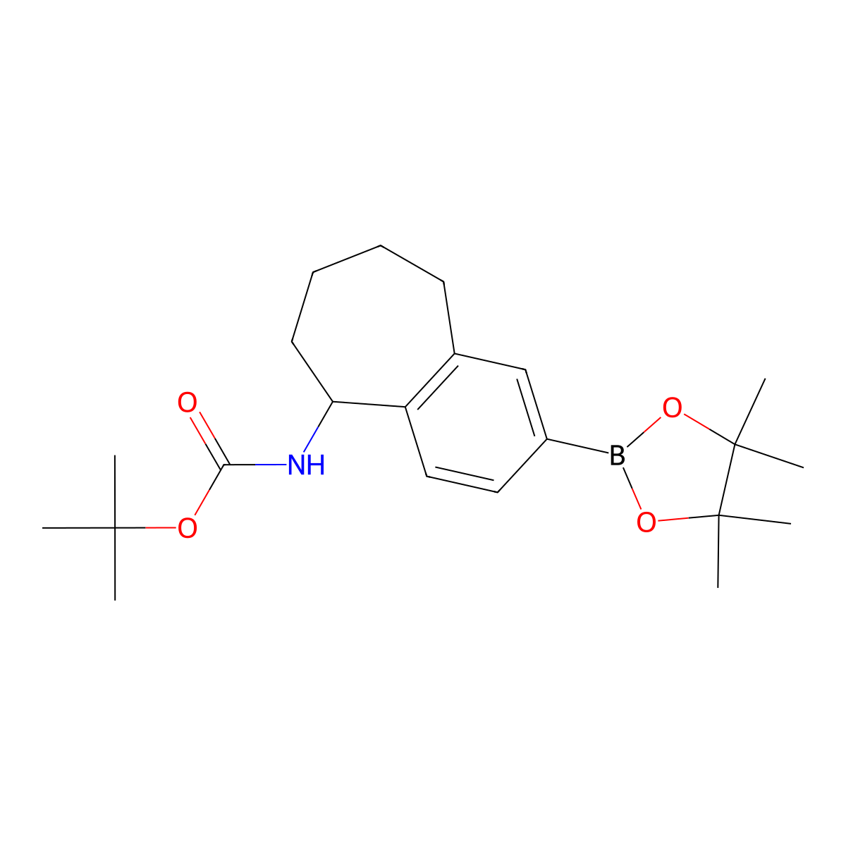 tert-Butyl (2-(4,4,5,5-tetramethyl-1,3,2-dioxaborolan-2-yl)-6,7,8,9-tetrahydro-5H-benzo[7]annulen-5-yl)carbamate molecular structure, CAS 1798843-13-6