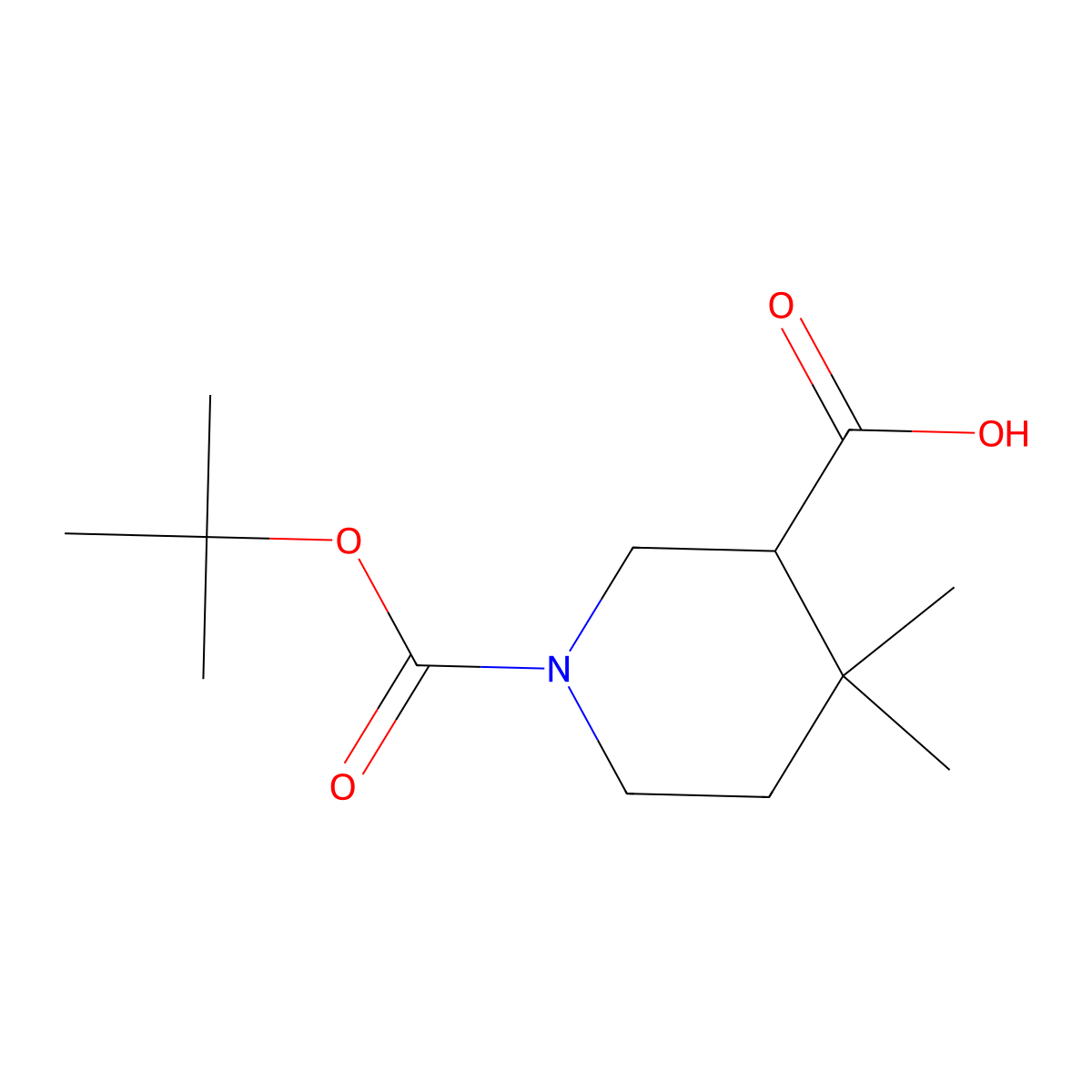 1-[(Tert-butoxy)carbonyl]-4,4-dimethylpiperidine-3-carboxylic acid molecular structure, CAS 1798843-57-8