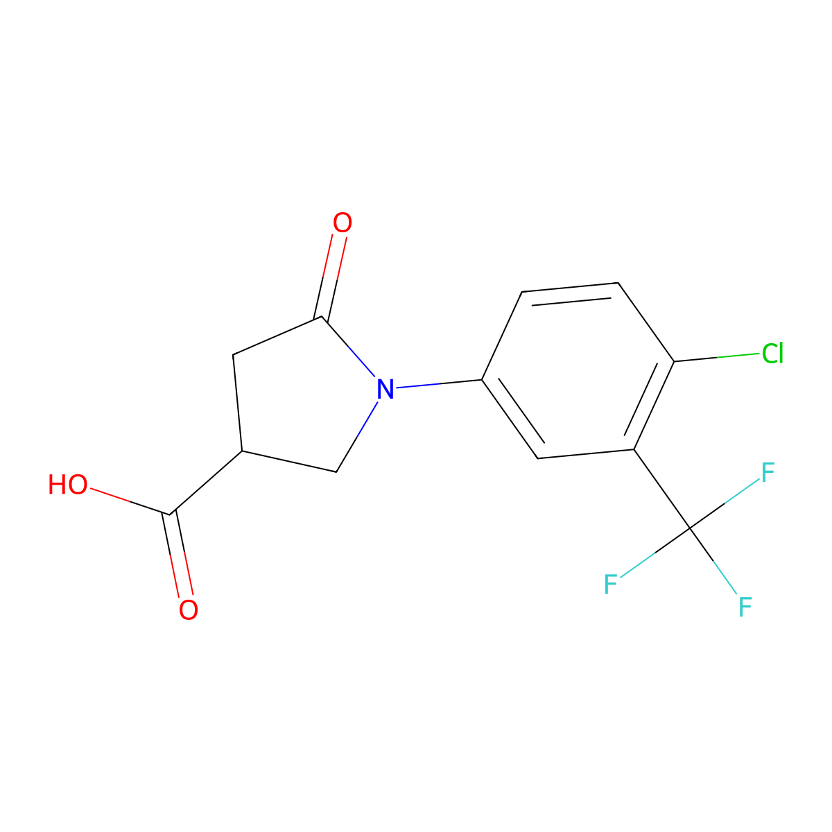 1-[4-Chloro-3-(trifluoromethyl)phenyl]-5-oxo-3-pyrrolidinecarboxylic acid molecular structure, CAS 1799-70-8