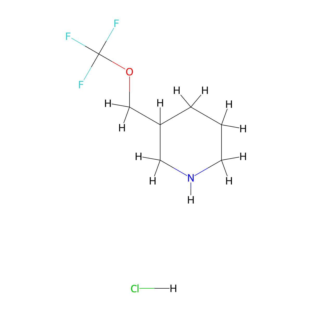 3-[(Trifluoromethoxy)methyl]piperidine hydrochloride molecular structure, CAS 1799284-86-8