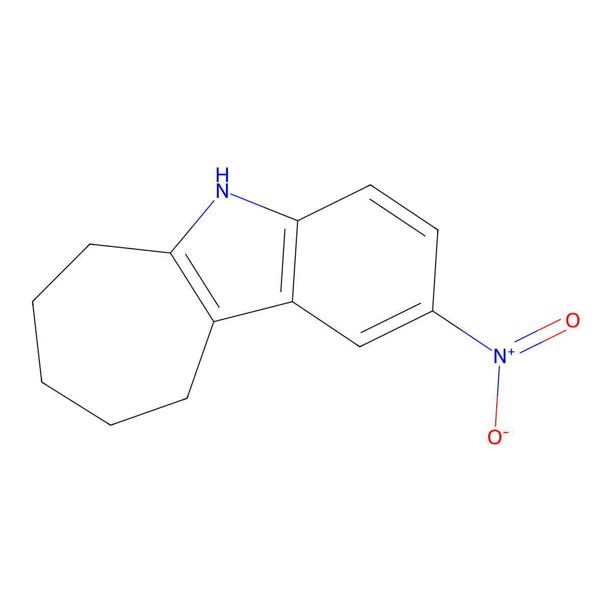 2-nitro-5H,6H,7H,8H,9H,10H-cyclohepta[b]indole molecular structure, CAS 17993-55-4