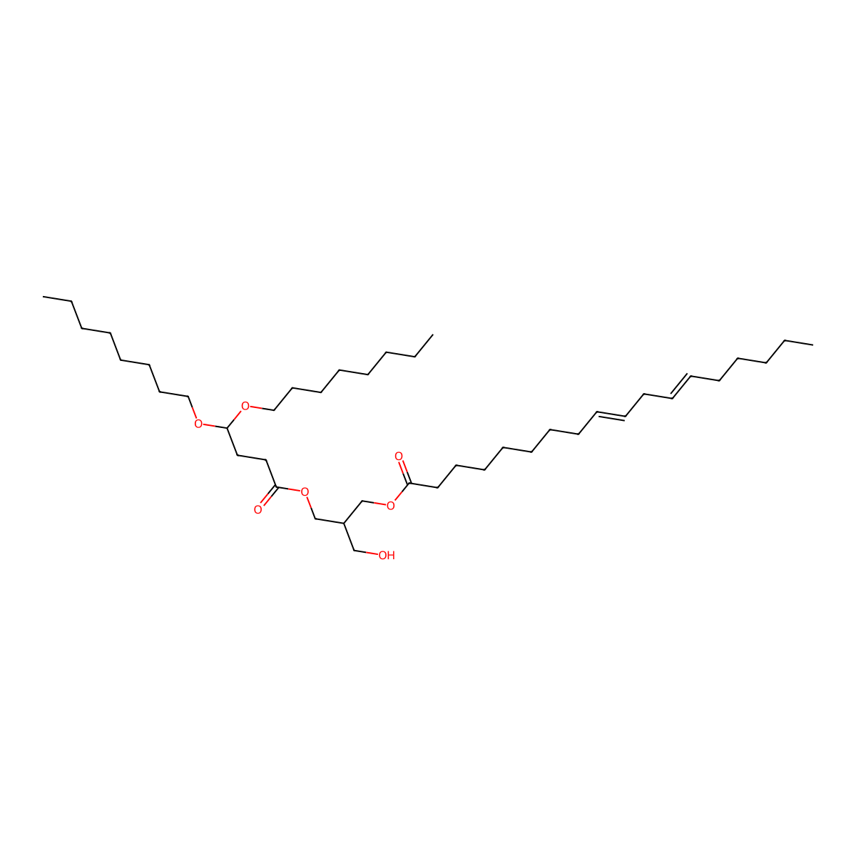 (9Z,12Z)-3-(4,4-bis(octyloxy)butanoyloxy)-2-(hydroxymethyl)propyl octadeca-9,12-dienoate molecular structure, CAS 1799317-46-6