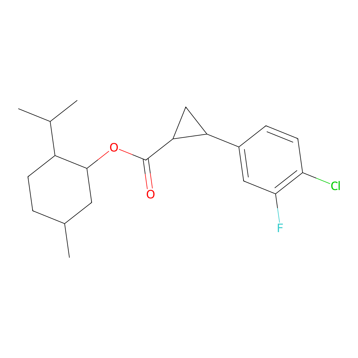 (1R,2S,5R)-2-Isopropyl-5-methylcyclohexyl 2-(4-chloro-3-fluorophenyl)cyclopropanecarboxylate molecular structure, CAS 1799381-70-6