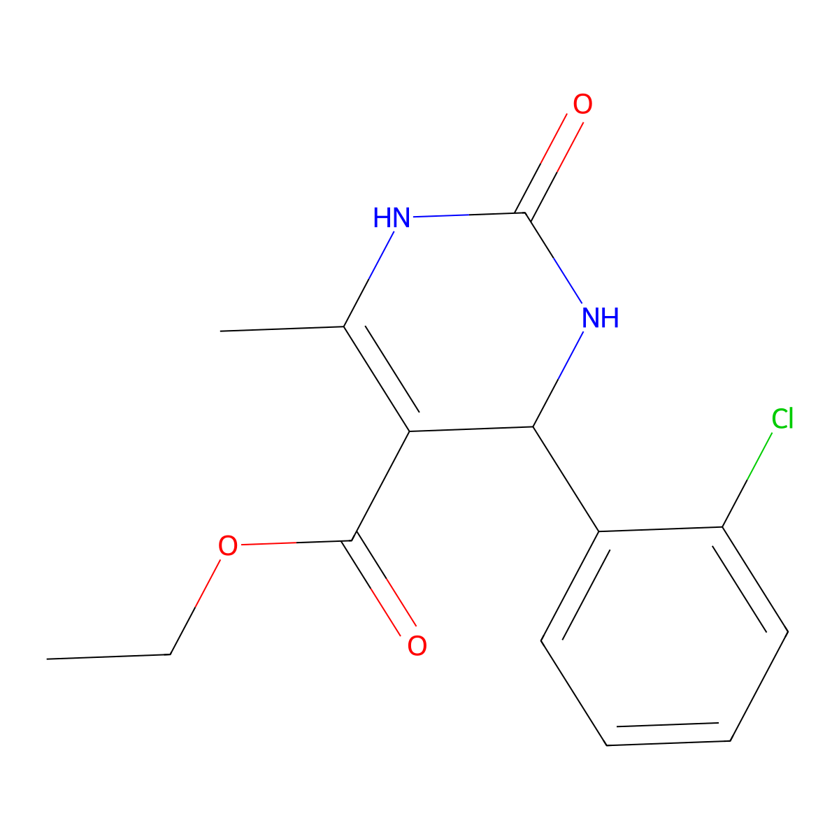 4-(2-CL-PH)-6-ME-2-Oxo-1,2,3,4-4H-pyrimidine-5-carboxylic acid ethyl ester molecular structure, CAS 17994-63-7