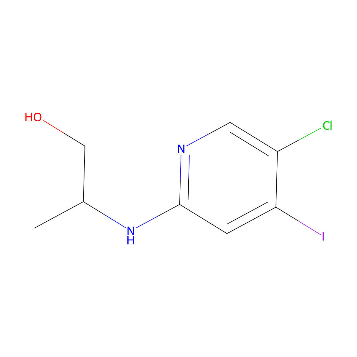 (R)-2-((5-Chloro-4-iodopyridin-2-yl)amino)propan-1-ol molecular structure, CAS 1799412-23-9