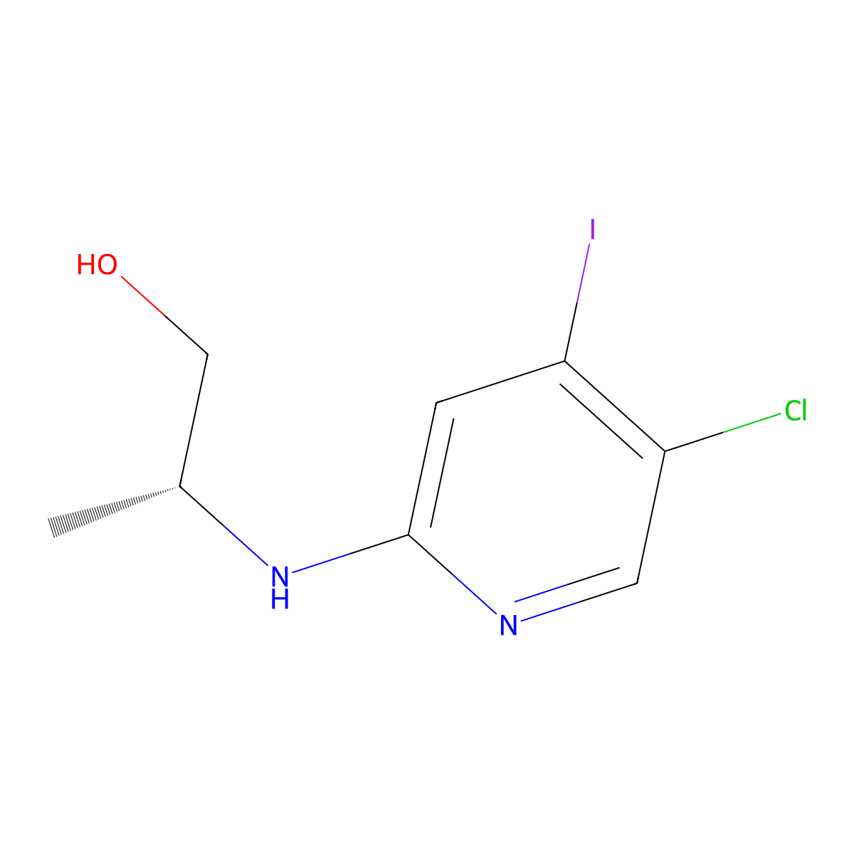 (R)-2-((5-Chloro-4-iodopyridin-2-yl)amino)propan-1-ol molecular structure, CAS 1799412-23-9