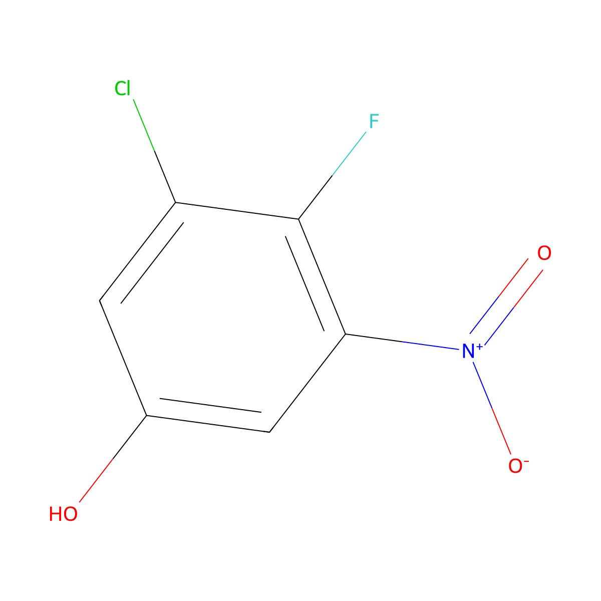 3-Chloro-4-fluoro-5-nitrophenol molecular structure, CAS 1799412-26-2