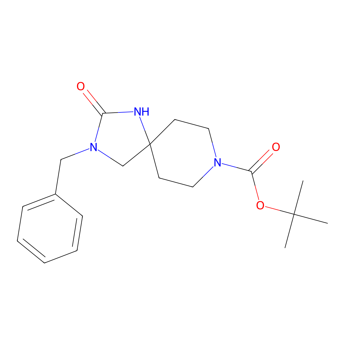 Tert-butyl 3-benzyl-2-oxo-1,3,8-triazaspiro[4.5]decane-8-carboxylate molecular structure, CAS 1799412-35-3