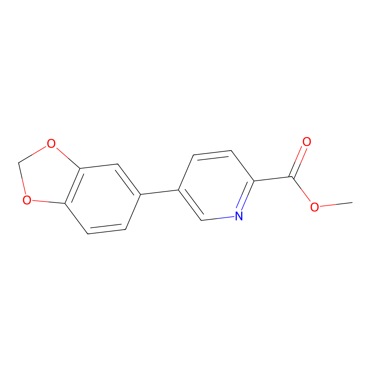 Methyl 5-(benzo[d][1,3]dioxol-5-yl)picolinate molecular structure, CAS 1799412-38-6