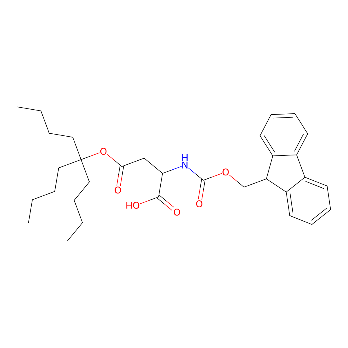 (S)-2-((((9H-Fluoren-9-yl)methoxy)carbonyl)amino)-4-((5-butylnonan-5-yl)oxy)-4-oxobutanoic acid molecular structure, CAS 1799418-06-6