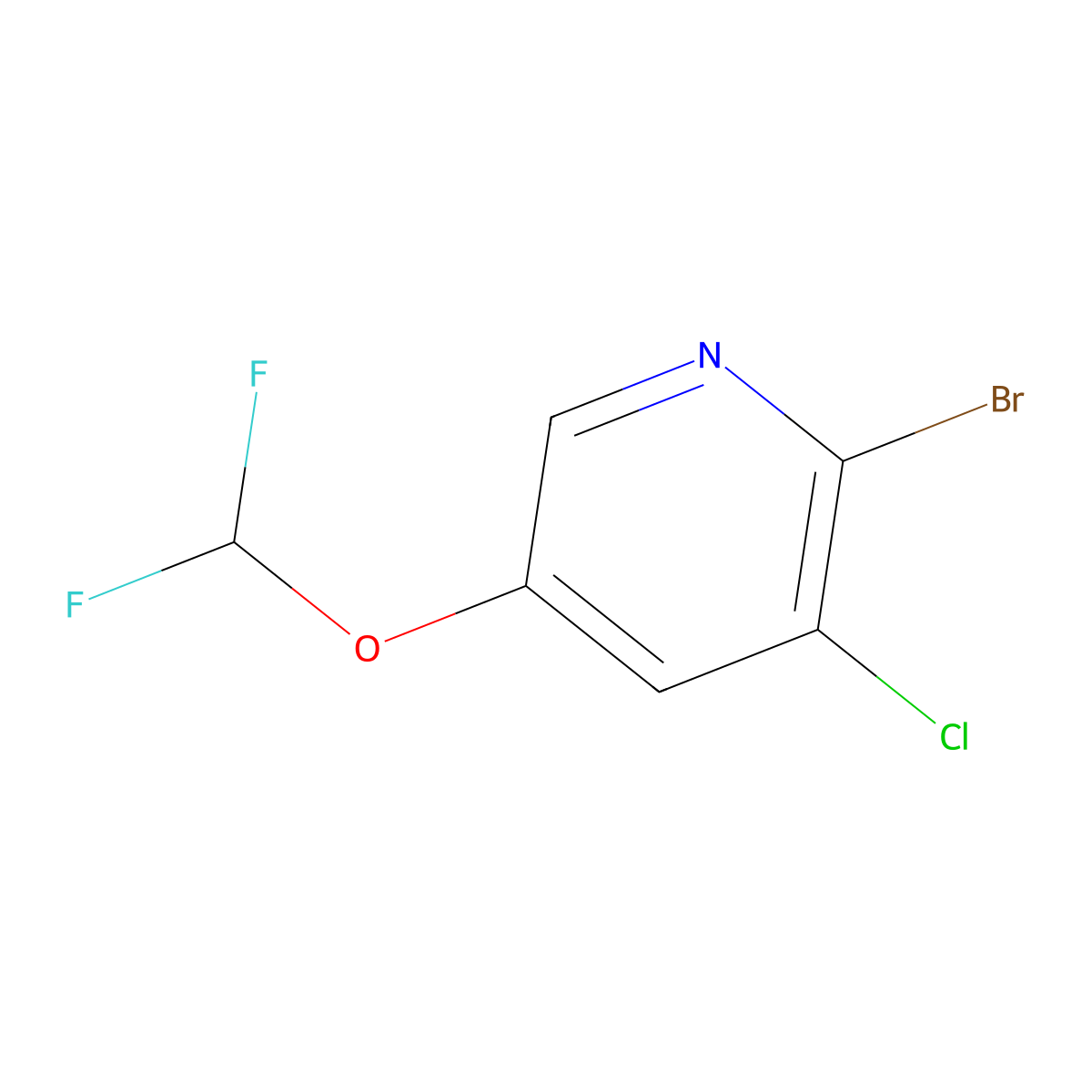 2-Bromo-3-chloro-5-(difluoromethoxy)pyridine molecular structure, CAS 1799420-93-1