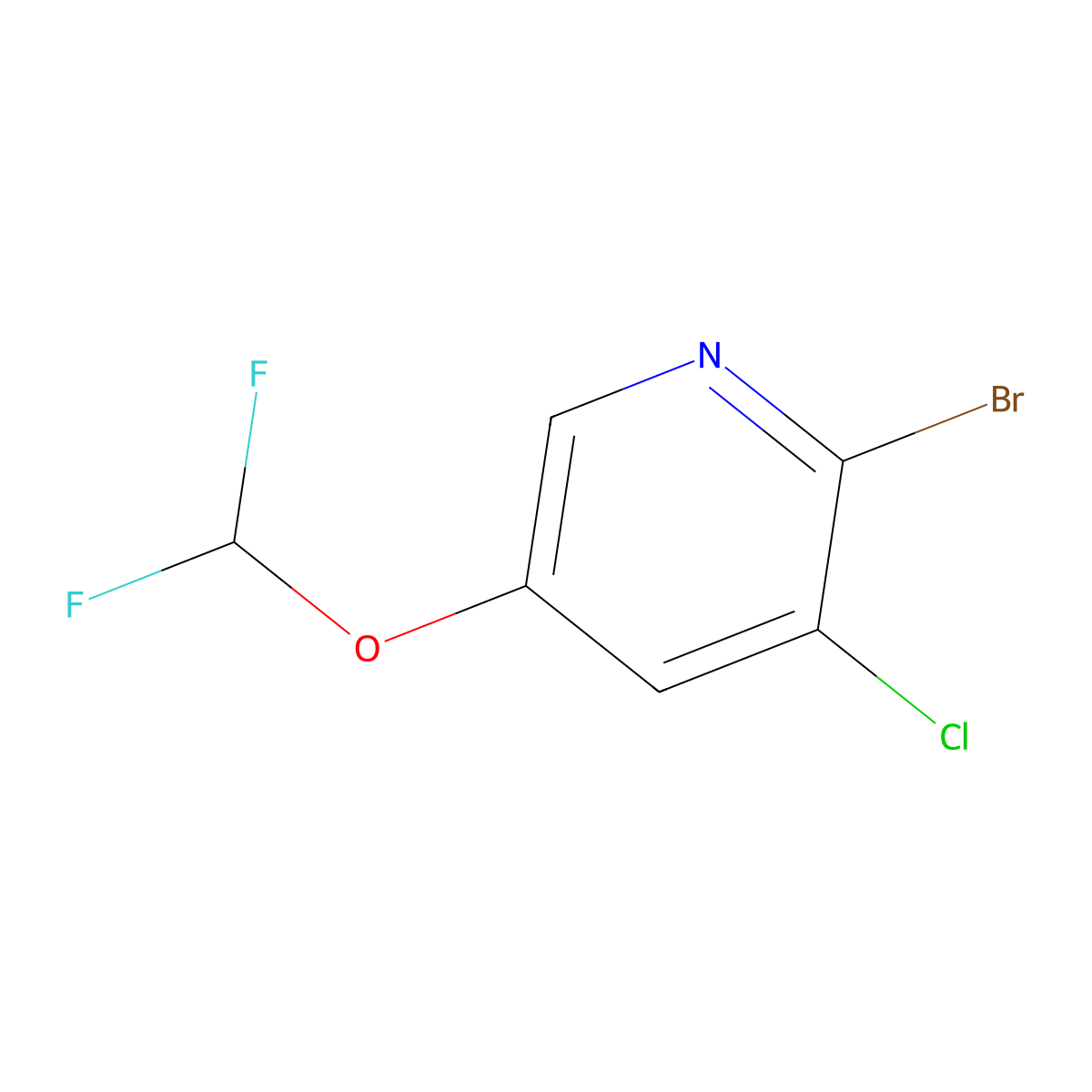 2-Bromo-3-chloro-5-(difluoromethoxy)pyridine molecular structure, CAS 1799420-93-1