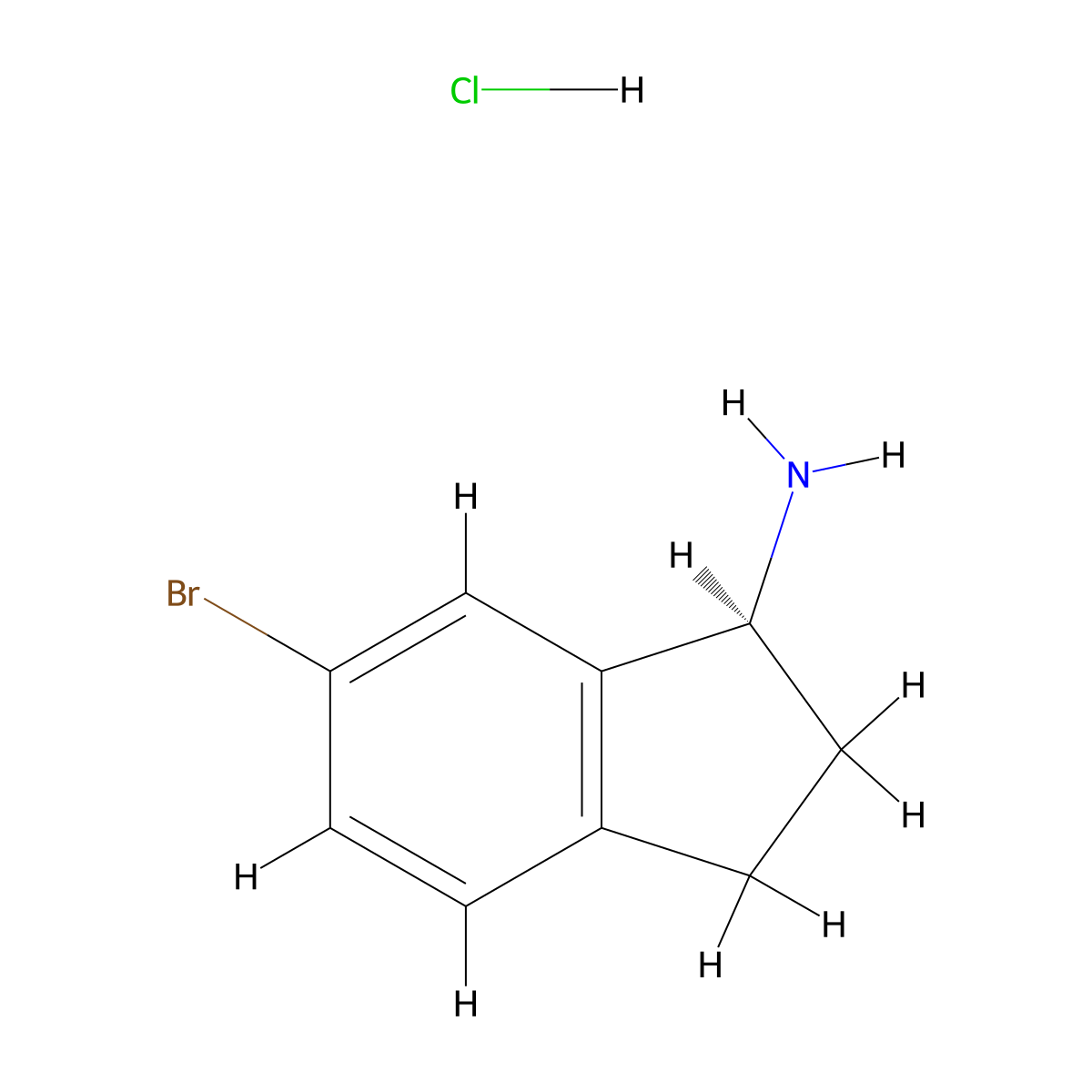 (1S)-6-bromo-2,3-dihydro-1H-inden-1-amine hydrochloride molecular structure, CAS 1799420-95-3