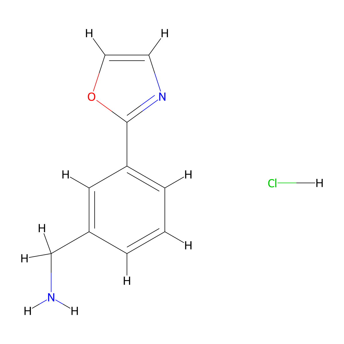 (3-(Oxazol-2-yl)phenyl)methanamine hydrochloride molecular structure, CAS 1799421-14-9