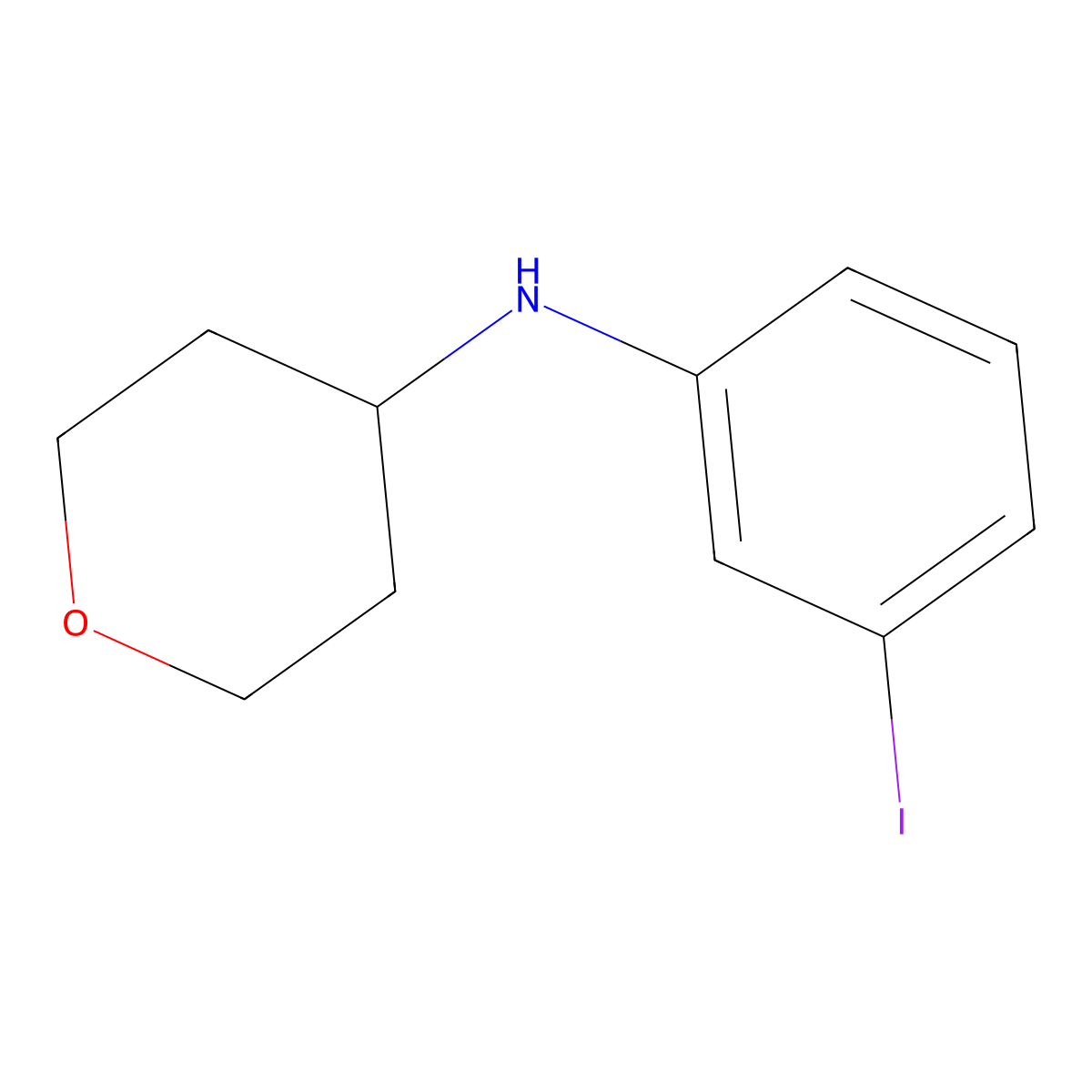 N-(3-iodophenyl)oxan-4-amine molecular structure, CAS 179943-23-8