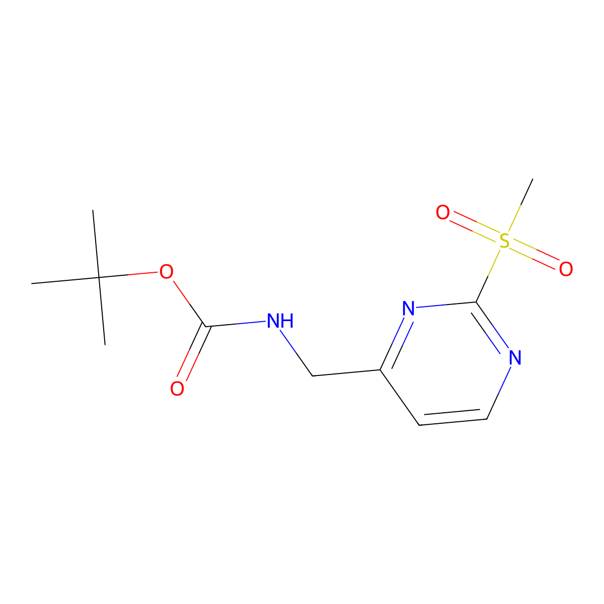 tert-Butyl ((2-(methylsulfonyl)pyrimidin-4-yl)methyl)carbamate molecular structure, CAS 1799434-48-2