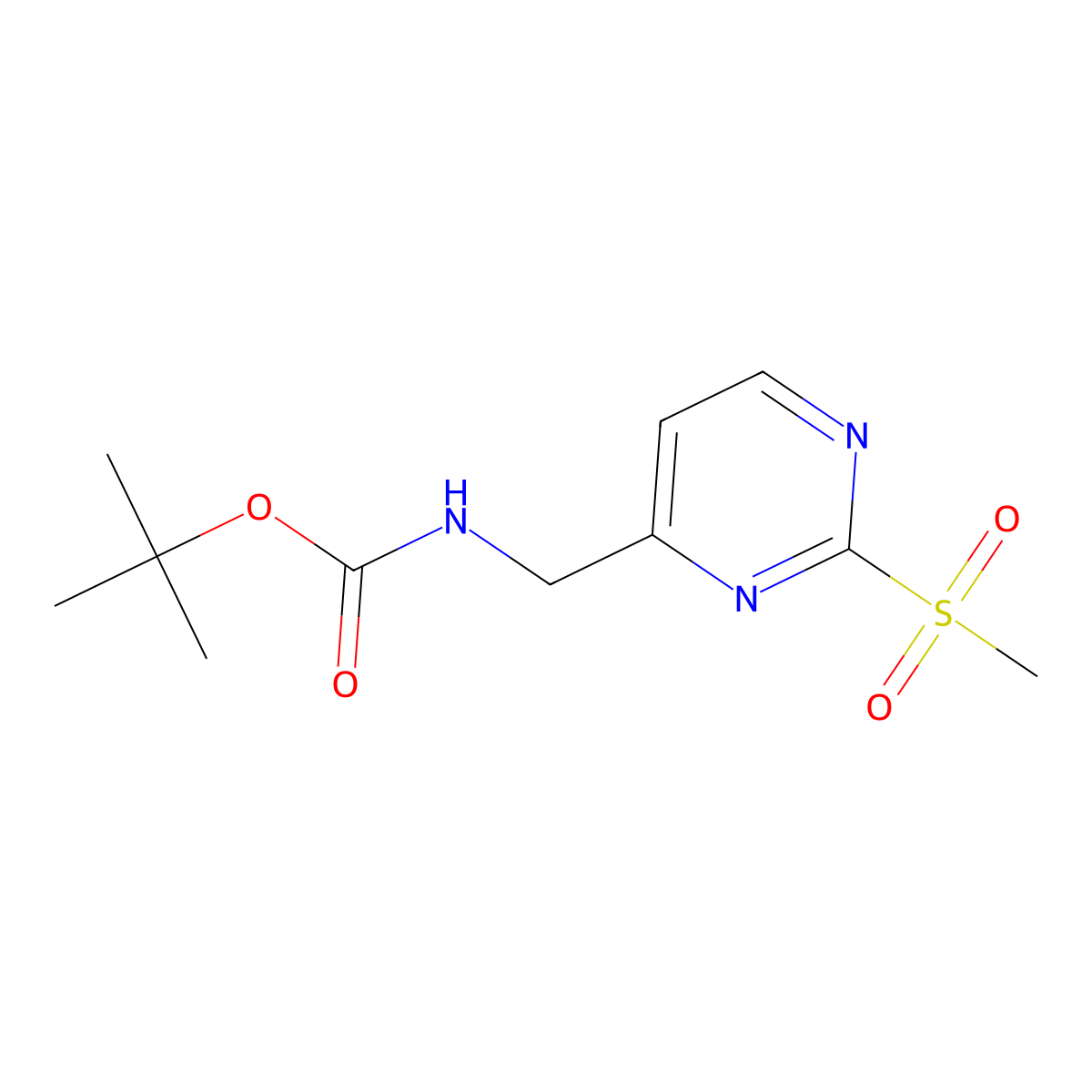 tert-Butyl ((2-(methylsulfonyl)pyrimidin-4-yl)methyl)carbamate molecular structure, CAS 1799434-48-2
