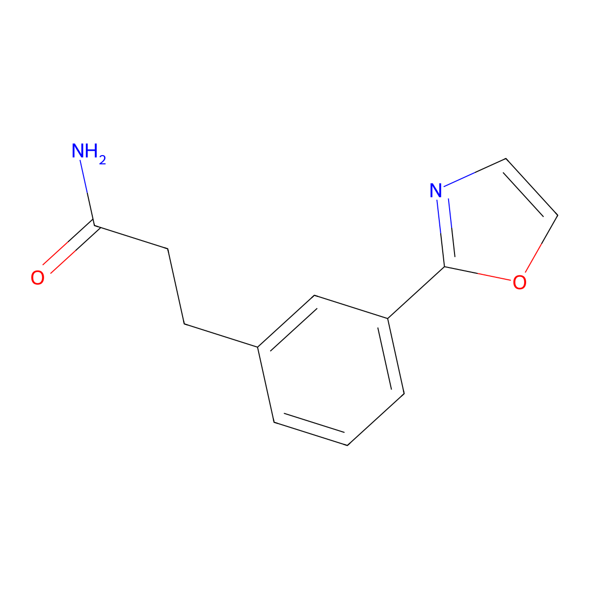 3-(3-(Oxazol-2-yl)phenyl)propanamide molecular structure, CAS 1799434-49-3
