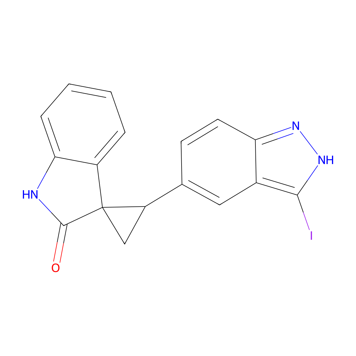 2-(3-Iodo-1H-indazol-5-yl)spiro[cyclopropane-1,3'-indolin]-2'-one molecular structure, CAS 1799434-54-0