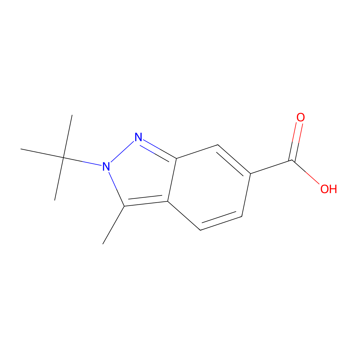 2-tert-butyl-3-methyl-2H-indazole-6-carboxylic acid molecular structure, CAS 1799434-56-2