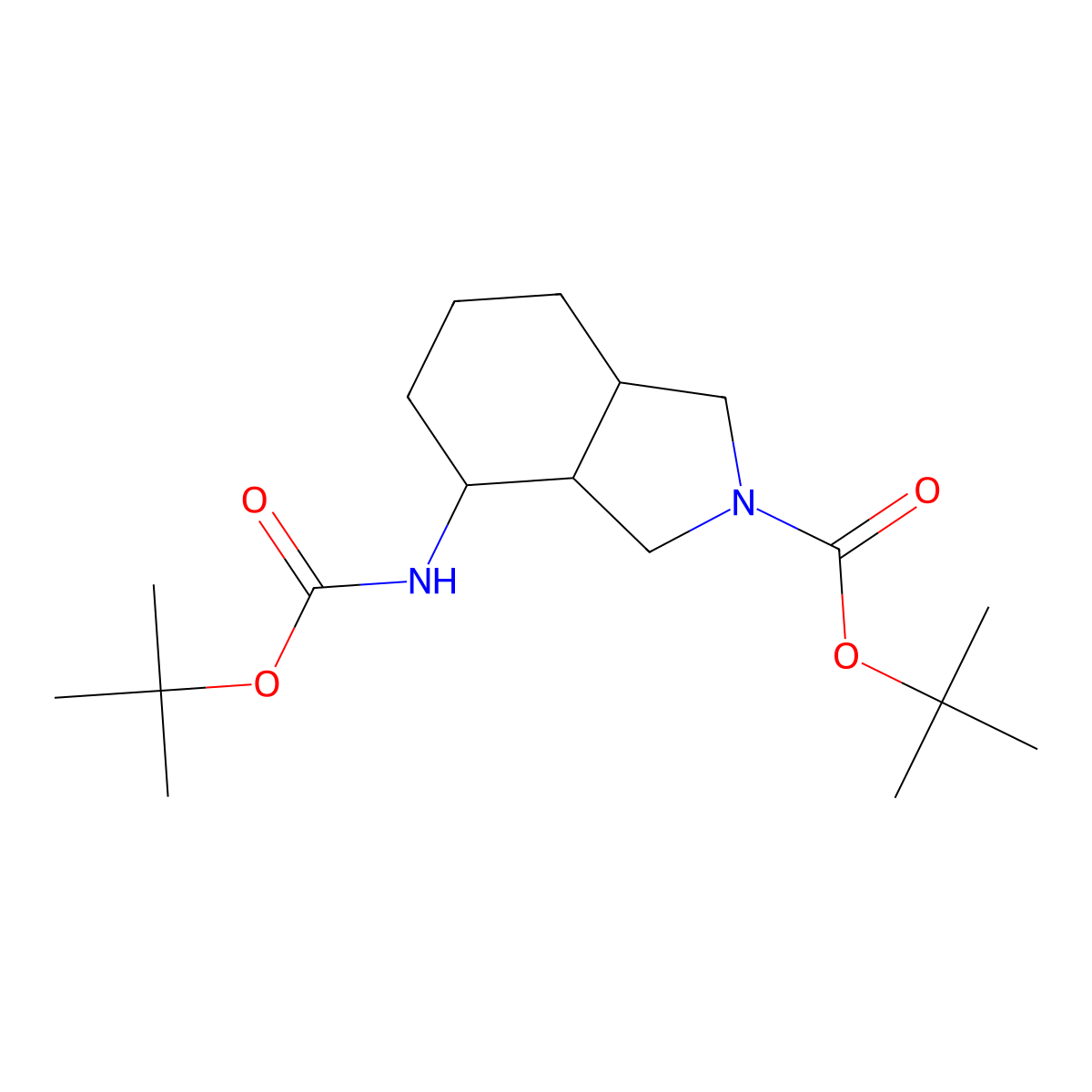 (3aR,4R,7aS)-tert-butyl 4-(tert-butoxycarbonylamino)hexahydro-1H-isoindole-2(3H)-carboxylate molecular structure, CAS 1799434-70-0
