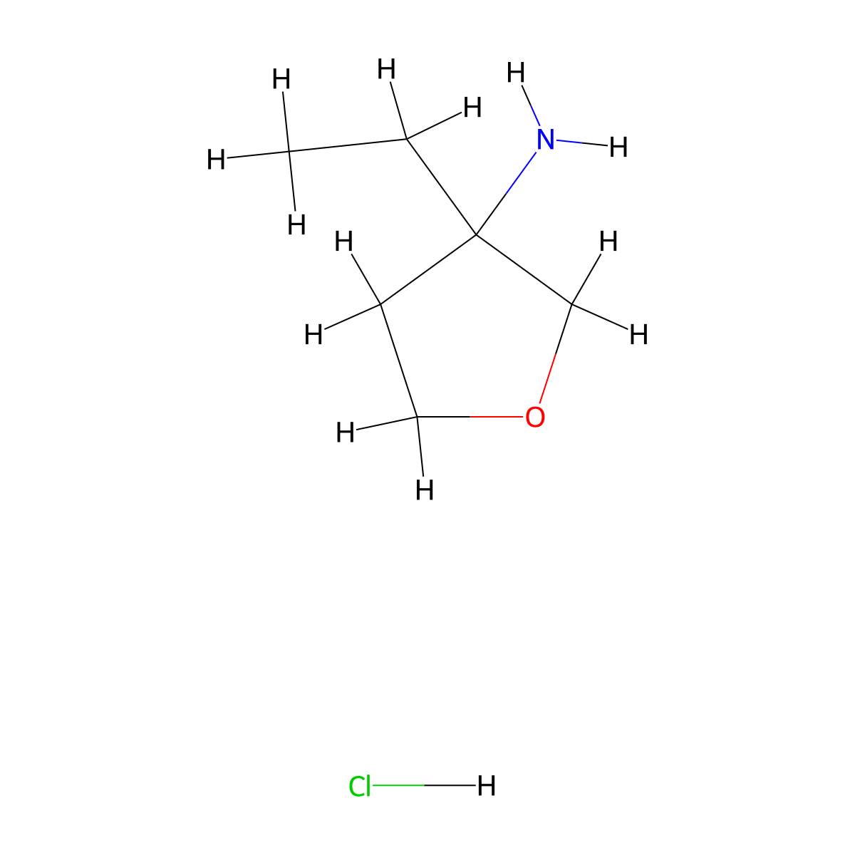 3-Ethyloxolan-3-amine hydrochloride molecular structure, CAS 1799438-60-0