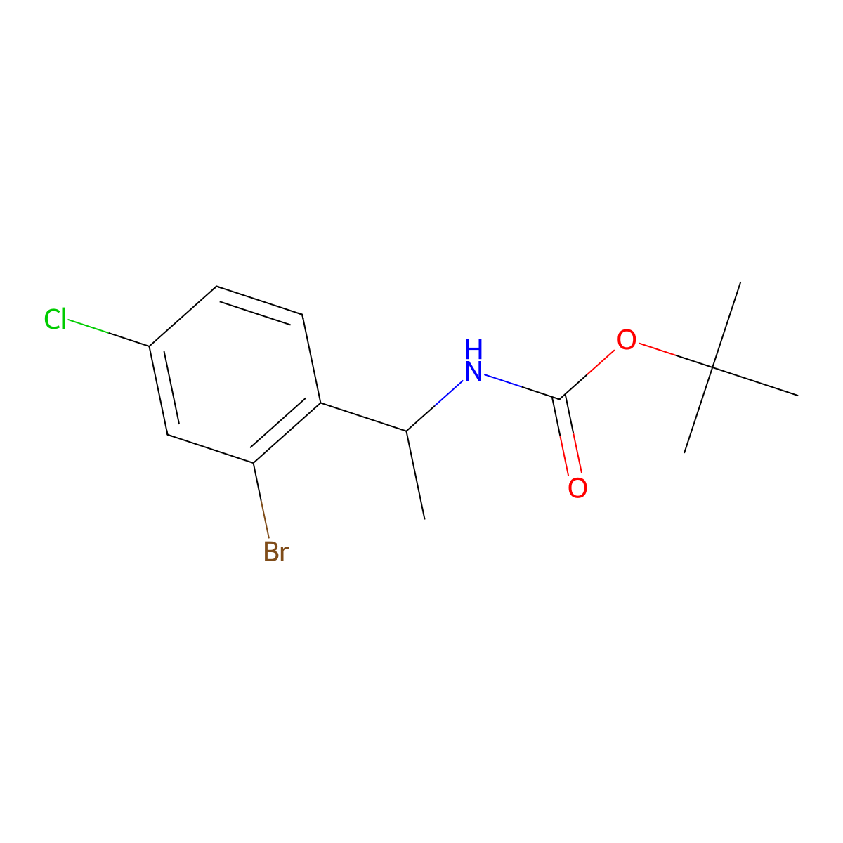 (R)-tert-Butyl (1-(2-bromo-4-chlorophenyl)ethyl)carbamate molecular structure, CAS 1799438-97-3