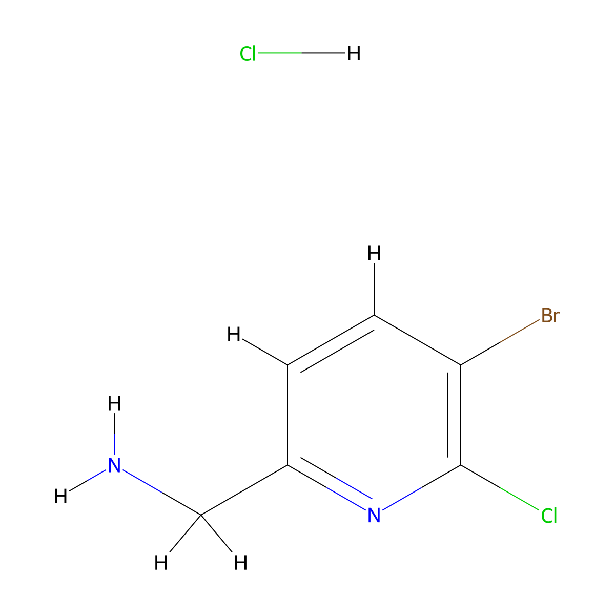 (5-Bromo-6-chloropyridin-2-yl)methanamine hydrochloride molecular structure, CAS 1799439-04-5