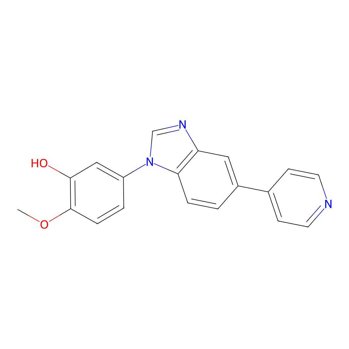 2-Methoxy-5-(5-(pyridin-4-YL)-1H-benzo[D]imidazol-1-YL)phenol molecular structure, CAS 1799439-07-8